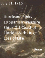 On July 31, 1715, a hurricane struck the east coast of Florida, sinking 10 Spanish treasure ships and killing nearly 1,000 people. All of the gold and silver onboard at the time would not be recovered until 250 years later. From 1701, Spain sent fleets of ships to the Western Hemisphere to bring back natural resources, including gold and silver. These groups of ships were heavily fortified against pirates, but there was little that could be done to protect them from bad weather.